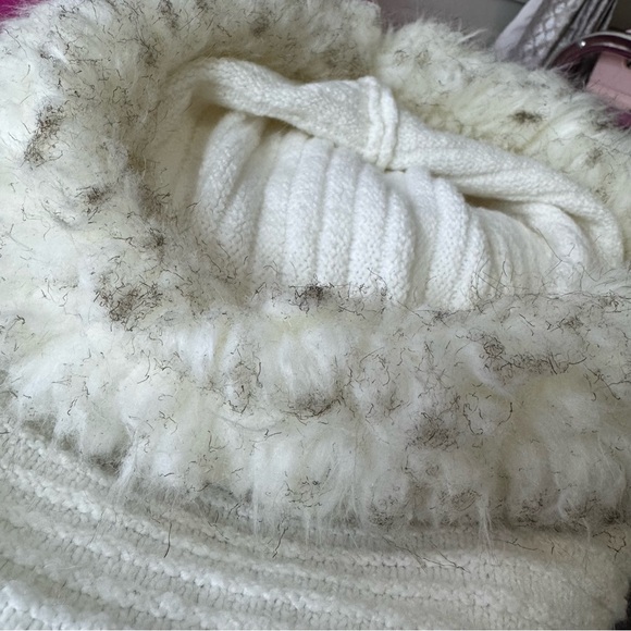 Cat & jack sweater pull over faux fur trim hood hoodie warm cozy knit crochet - Picture 11 of 11